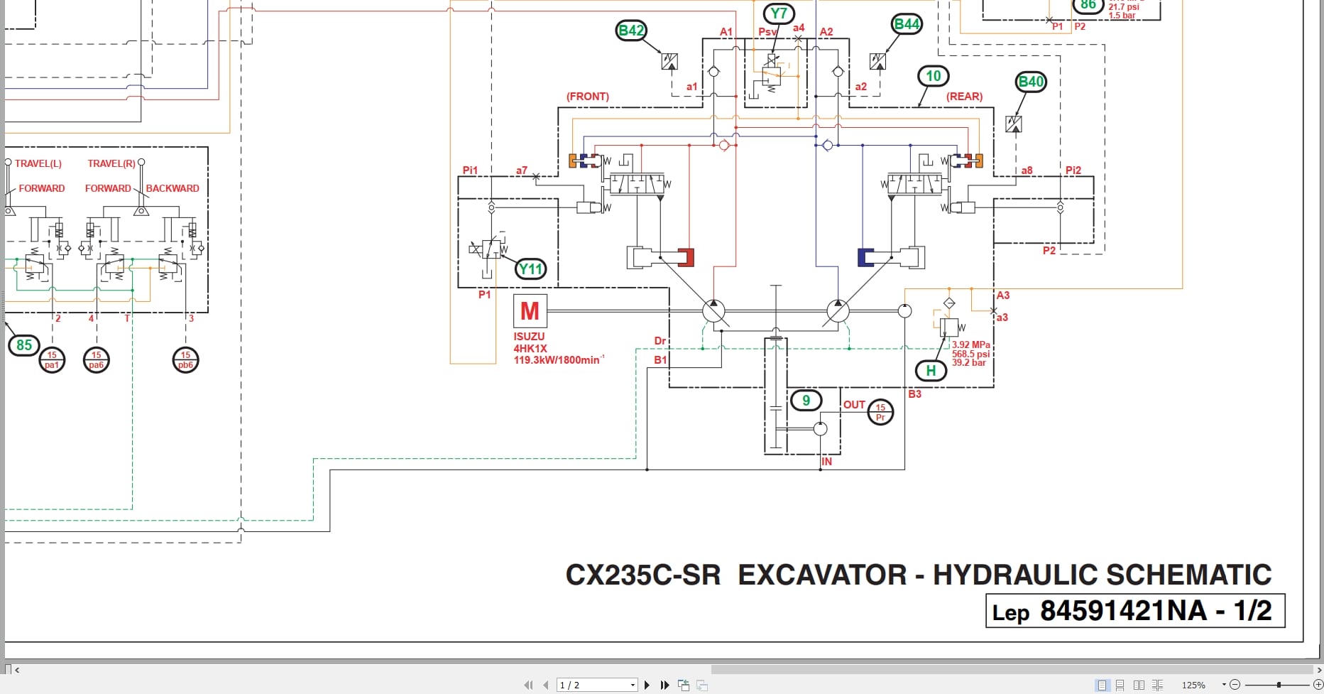 Case Excavator CX235C SR Hydraulic Schematic 84591421NA (1)