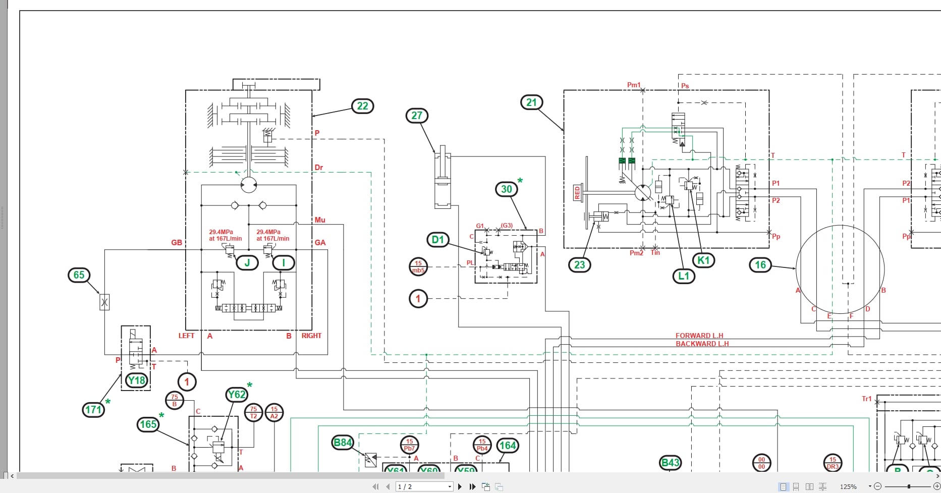 Case Excavator CX235C SR Hydraulic Schematic 84591421NA (2)