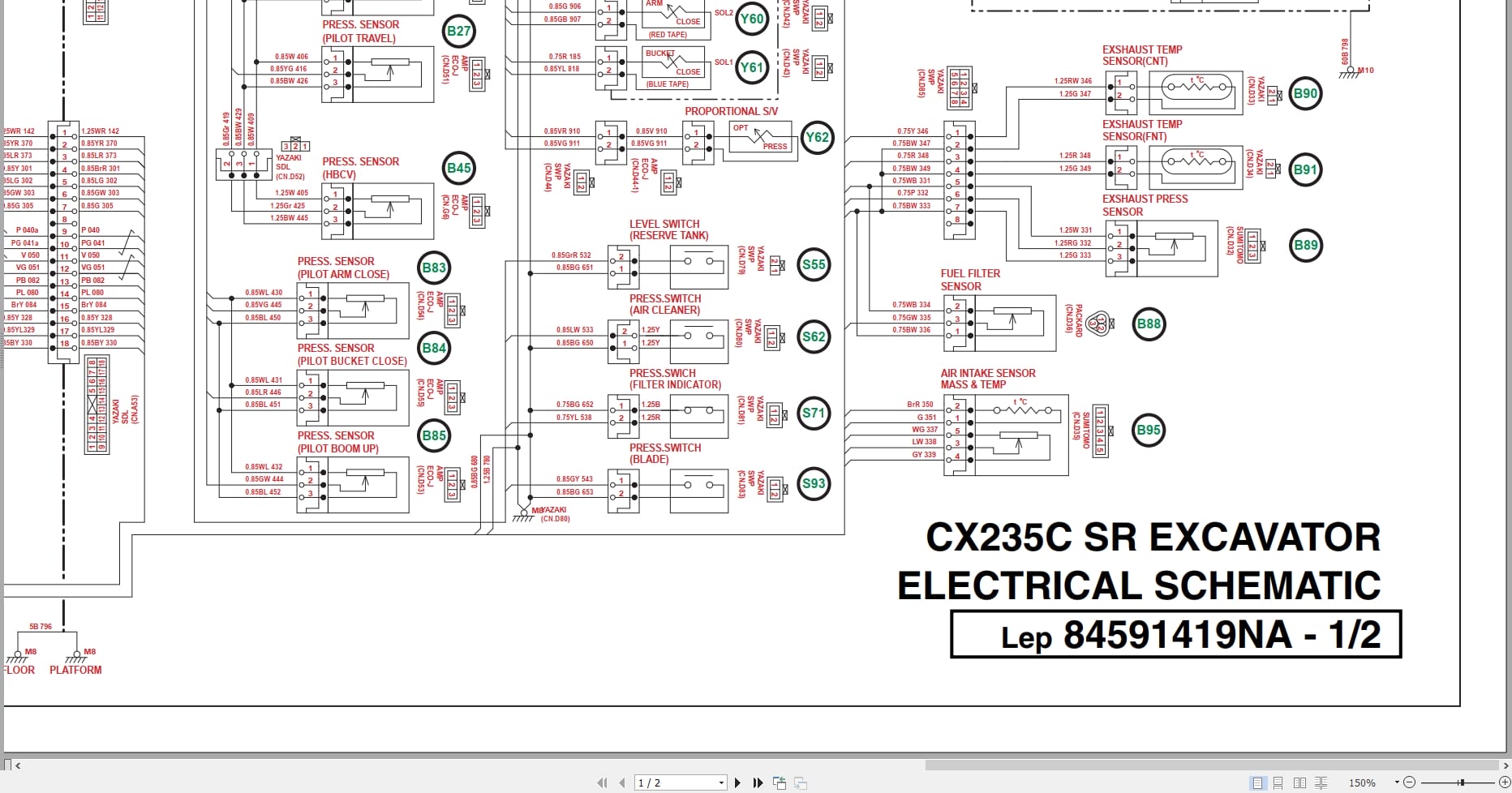 Case Excavator CX235CSR Electrical Schematic 84591419NA (1)