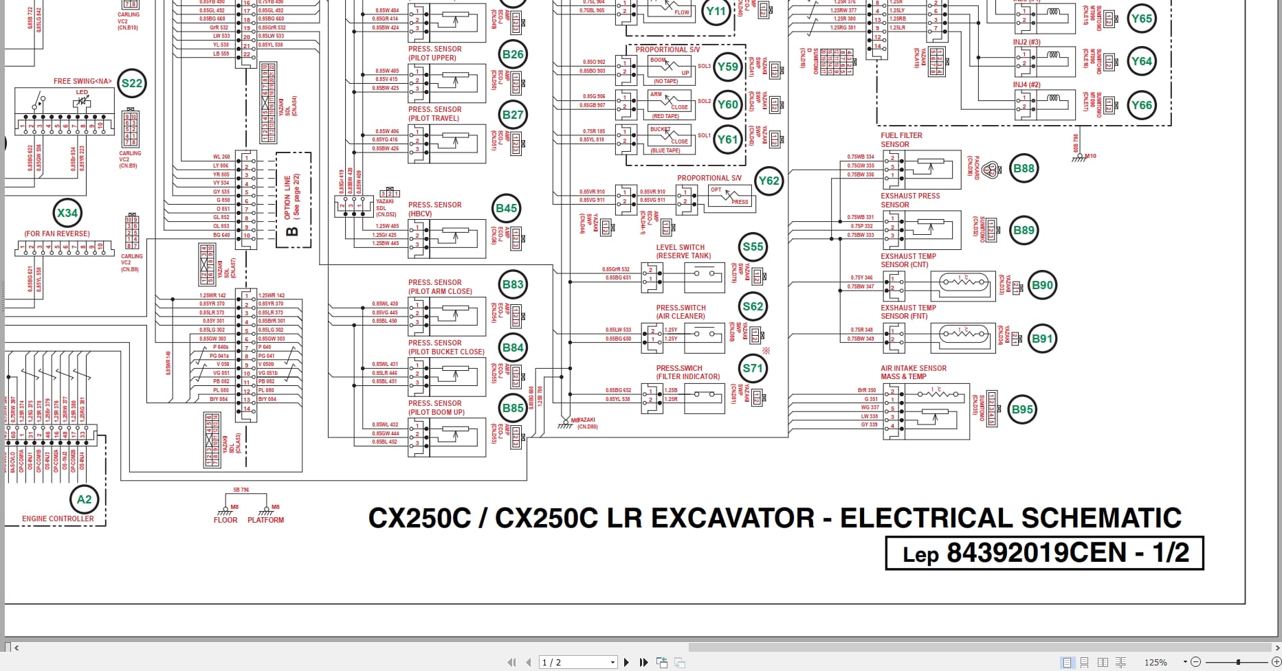 Case Excavator CX250C CX250C LR Electrical Schematic 84392019CEN (1)