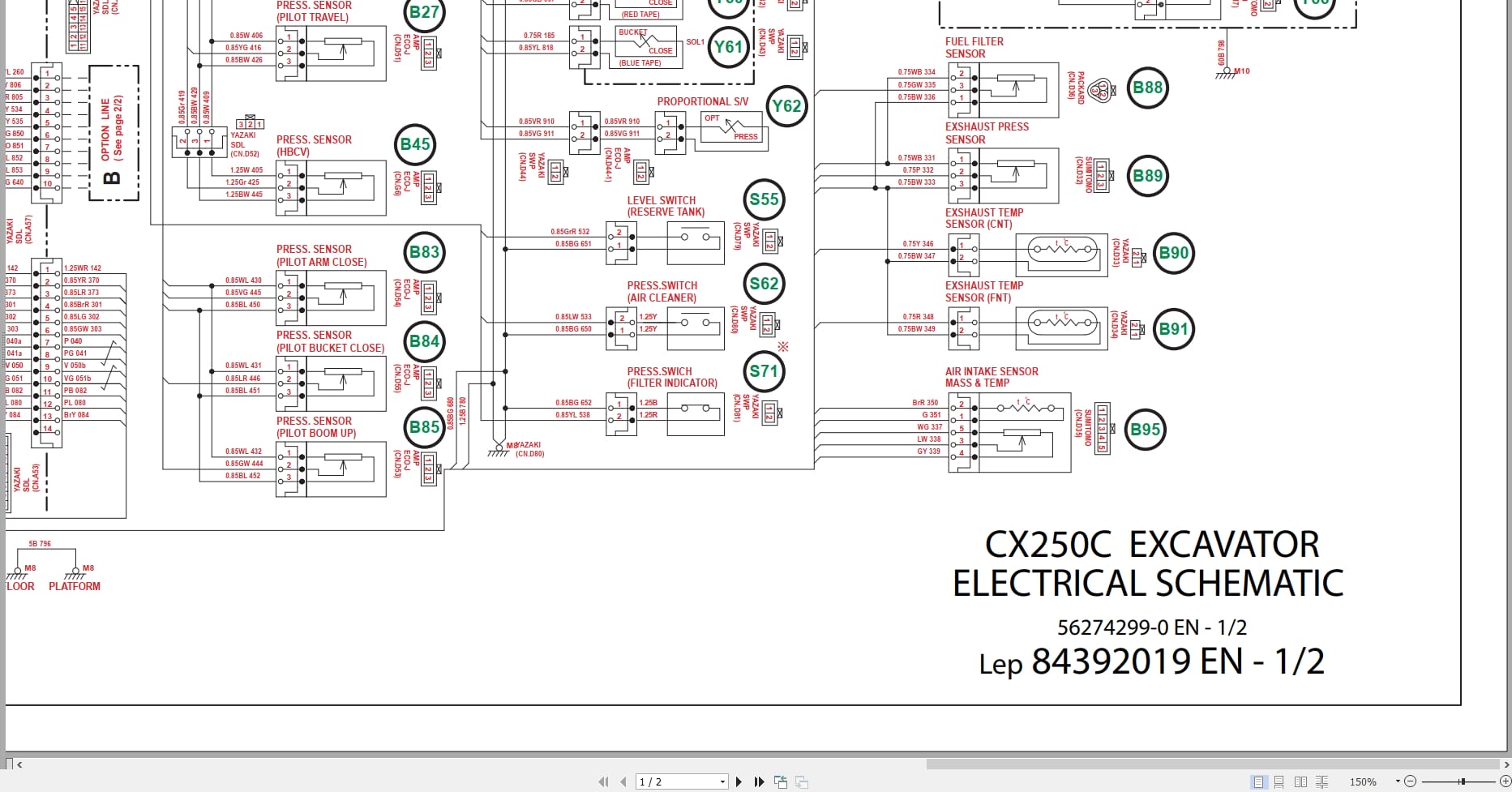 Case Excavator CX250C Electrical Schematic 84392019EN (1)