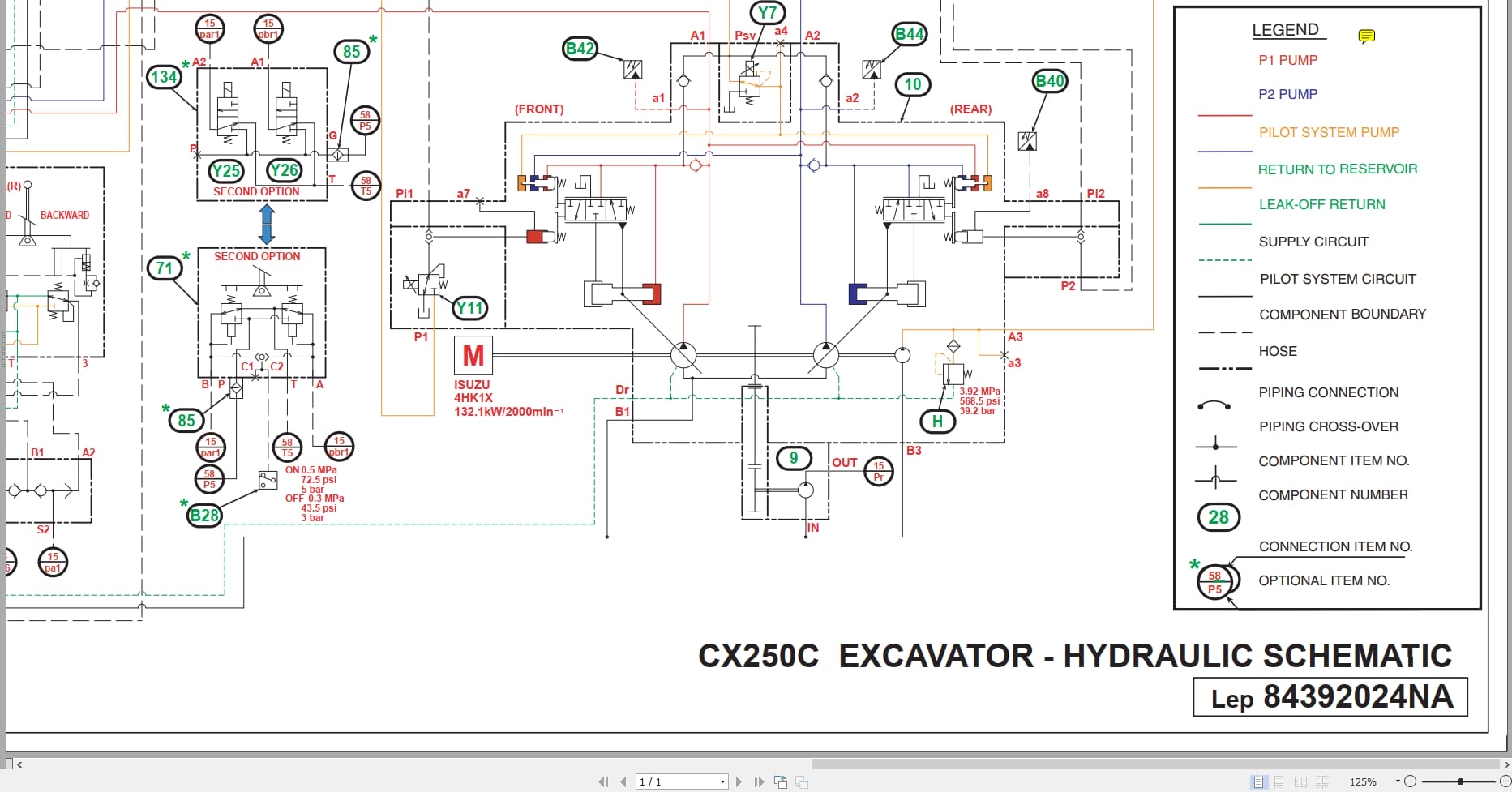 Case Excavator CX250C Hydraulic Schematic 84392024NA (1)