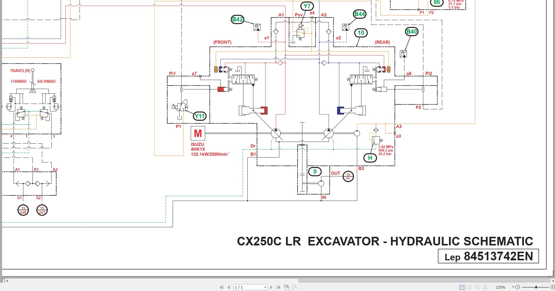 Case Excavator CX250C LR Hydraulic Schematic 84513742EN (1)