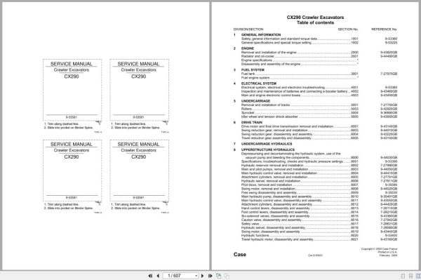 Case Excavator CX290 Service Manual 9 53581 (1)