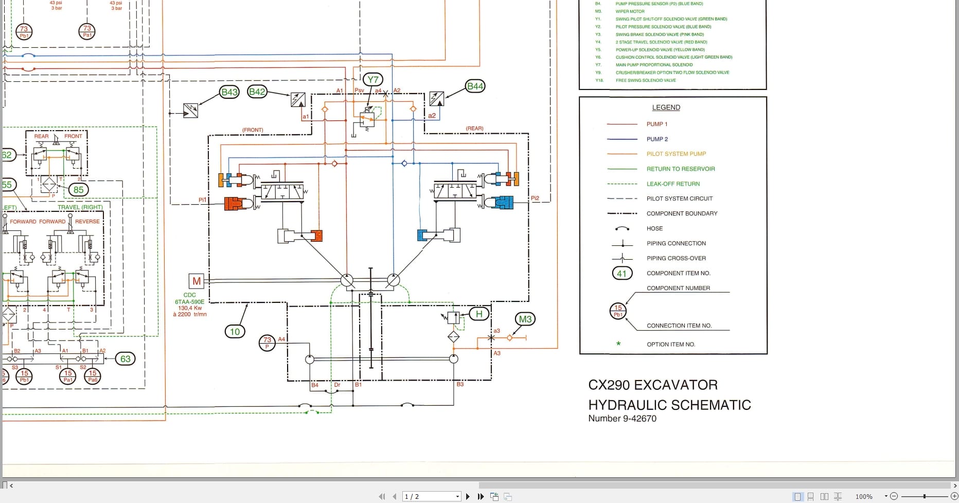 Case Excavator CX290C Hydraulic Electrical Schematic 9 42670 (1)