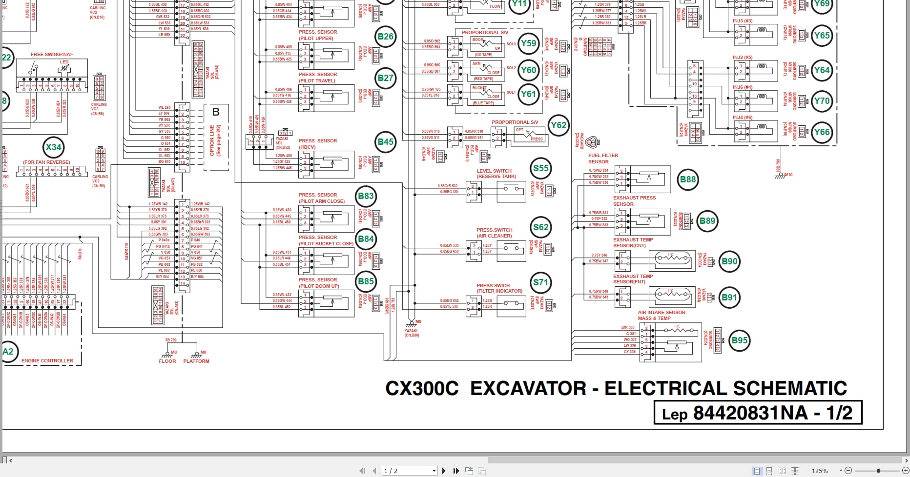 Case Excavator CX300C Electrical Schematic 84420831NA (1)