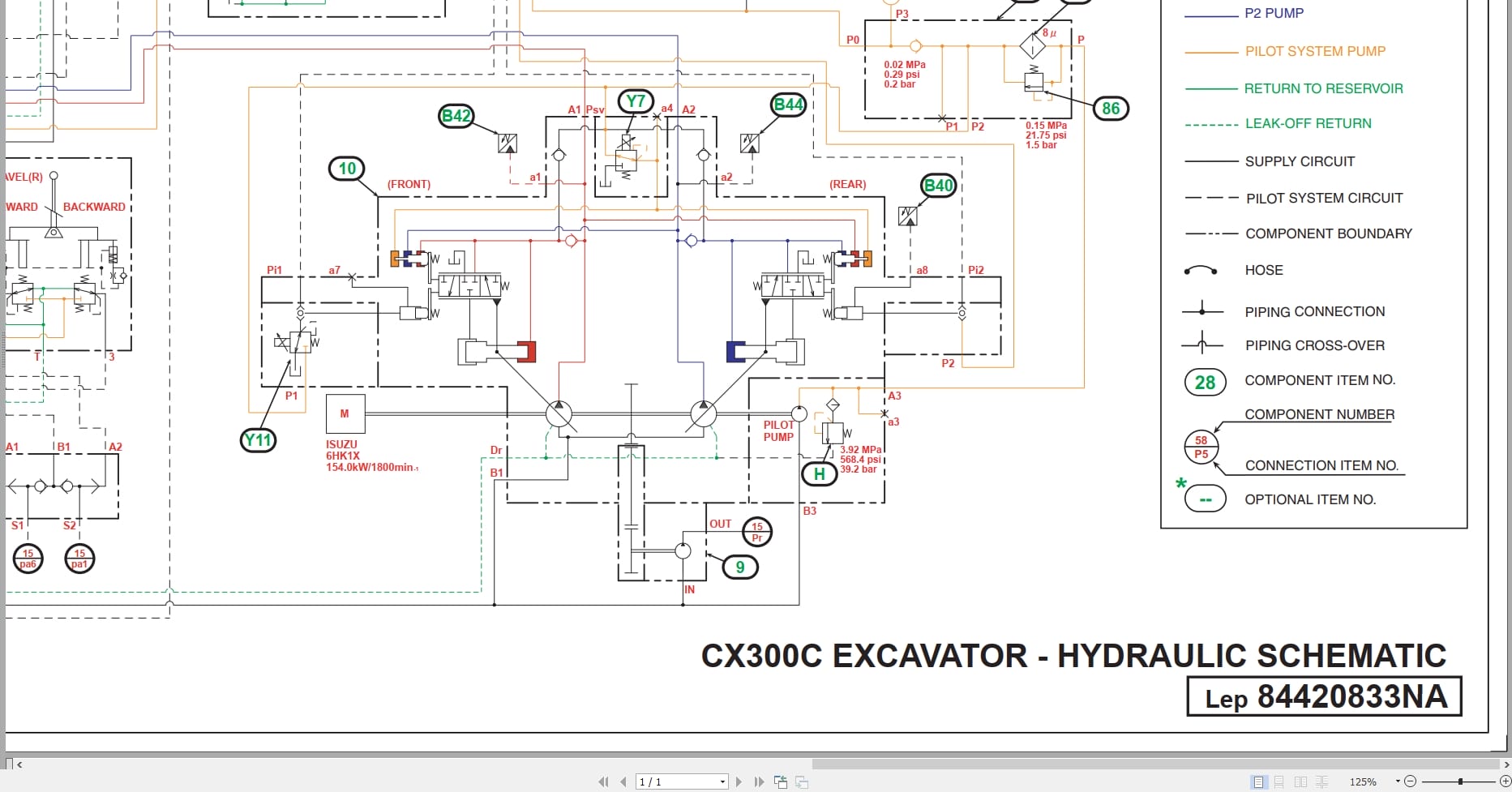 Case Excavator CX300C Hydraulic Schematic 84420833NA (1)