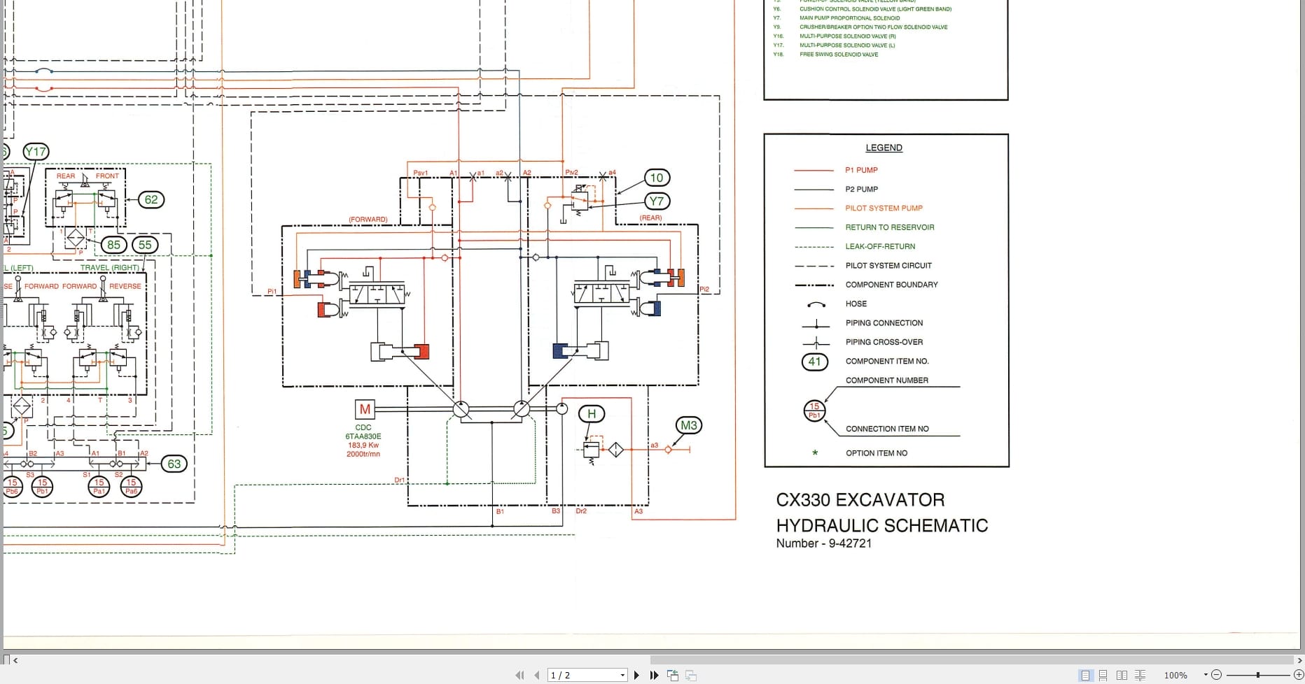 Case Excavator CX330 Hydraulic Electrical Schematic 9 42721 (1)