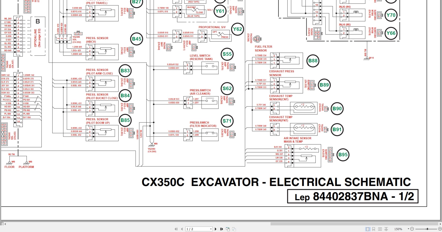 Case Excavator CX350C Electrical Schematic 84402837BNA (1)