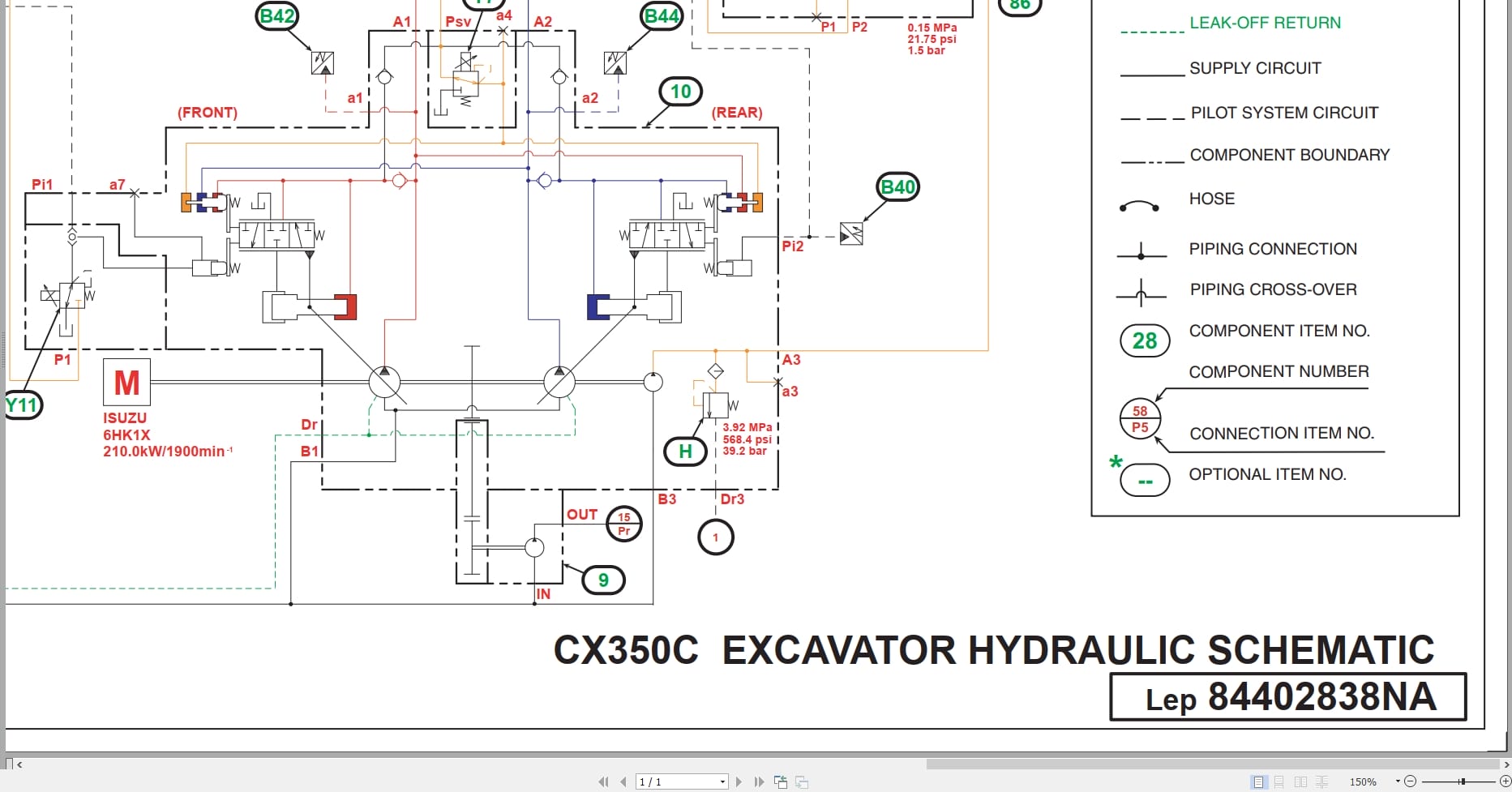 Case Excavator CX350C Hydraulic Schematic 84402838NA (1)