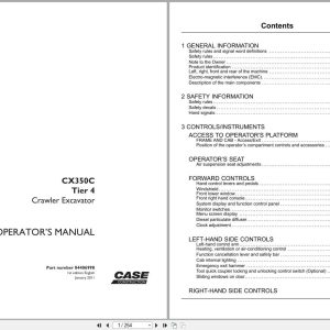 Case Excavator CX350C Tier 4 Operators Manual 84406998 (1)