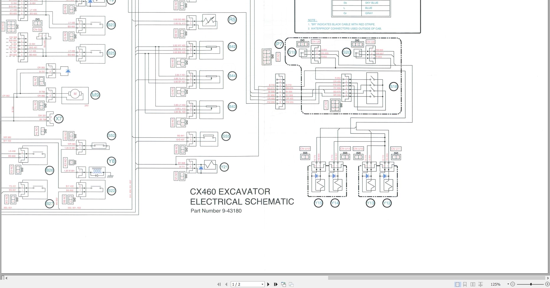 Case Excavator CX460C Hydraulic Electrical Schematic 9 43180 (1)
