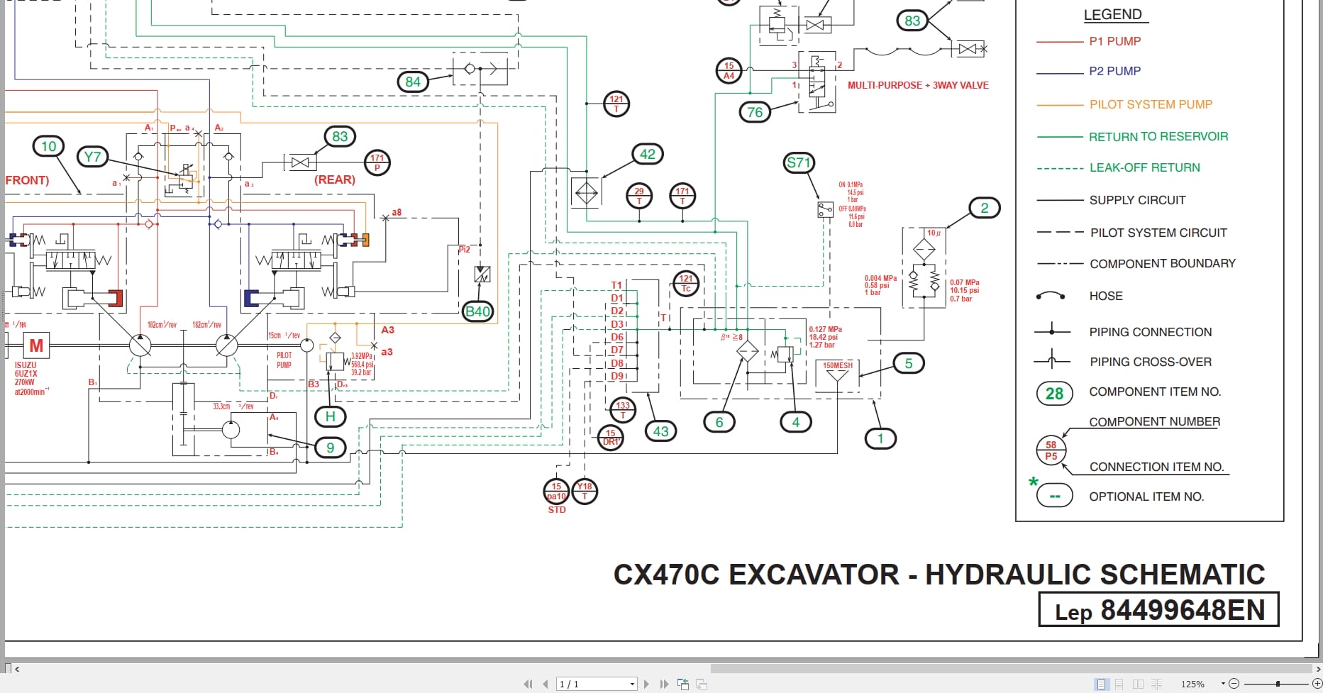 Case Excavator CX470C Hydraulic Schematic 84499648EN (1)