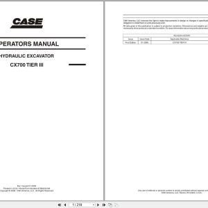 Case Excavator CX700 Tier III Operators Manual 87364242NA (1)
