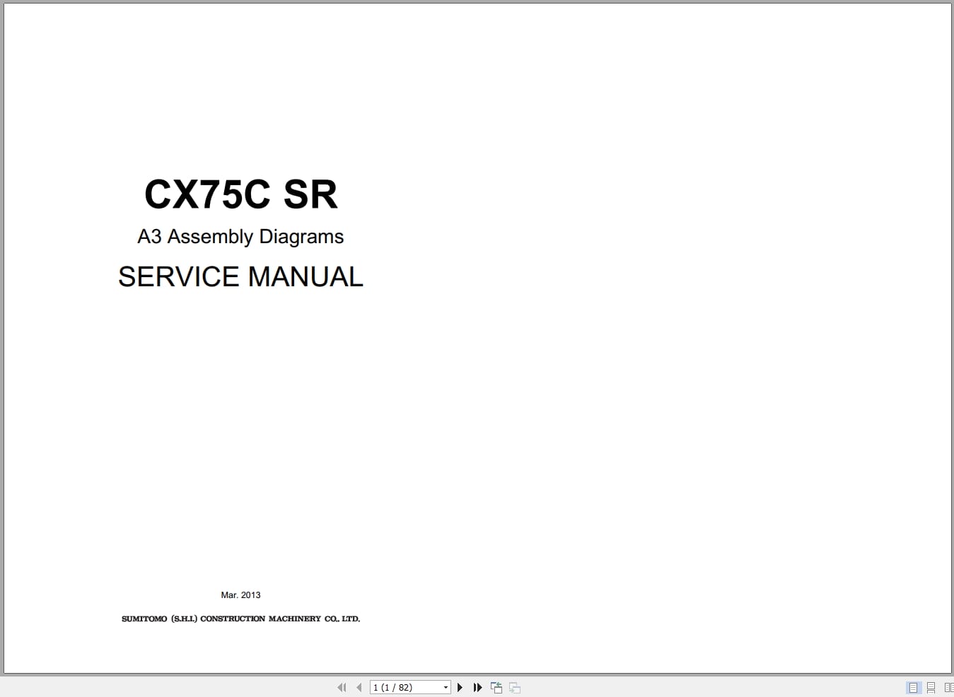 Case Excavator CX75C SR A3 Assembly Diagram Service Manual 53714034 0EN (1)