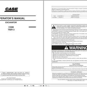 Case Excavator CX80 Tier 3 Operators Manual 87490339NA (1)