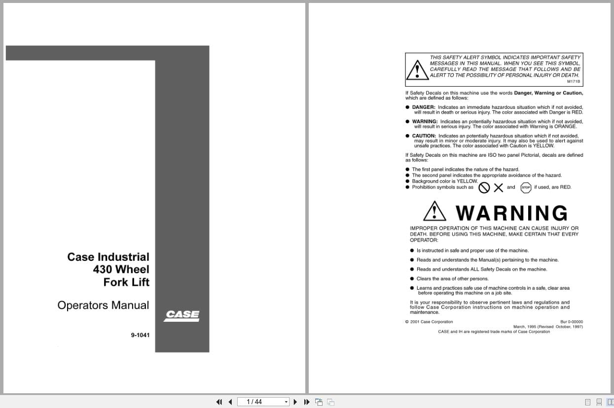 Case Forklift 430 Operators Manual 9 1041 (1)