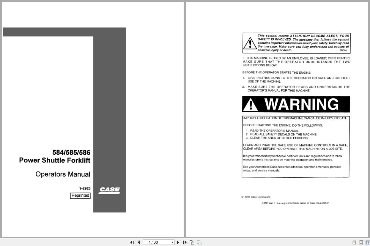 Case Forklift 584 585 586 Operators Manual 9 2923 (1)