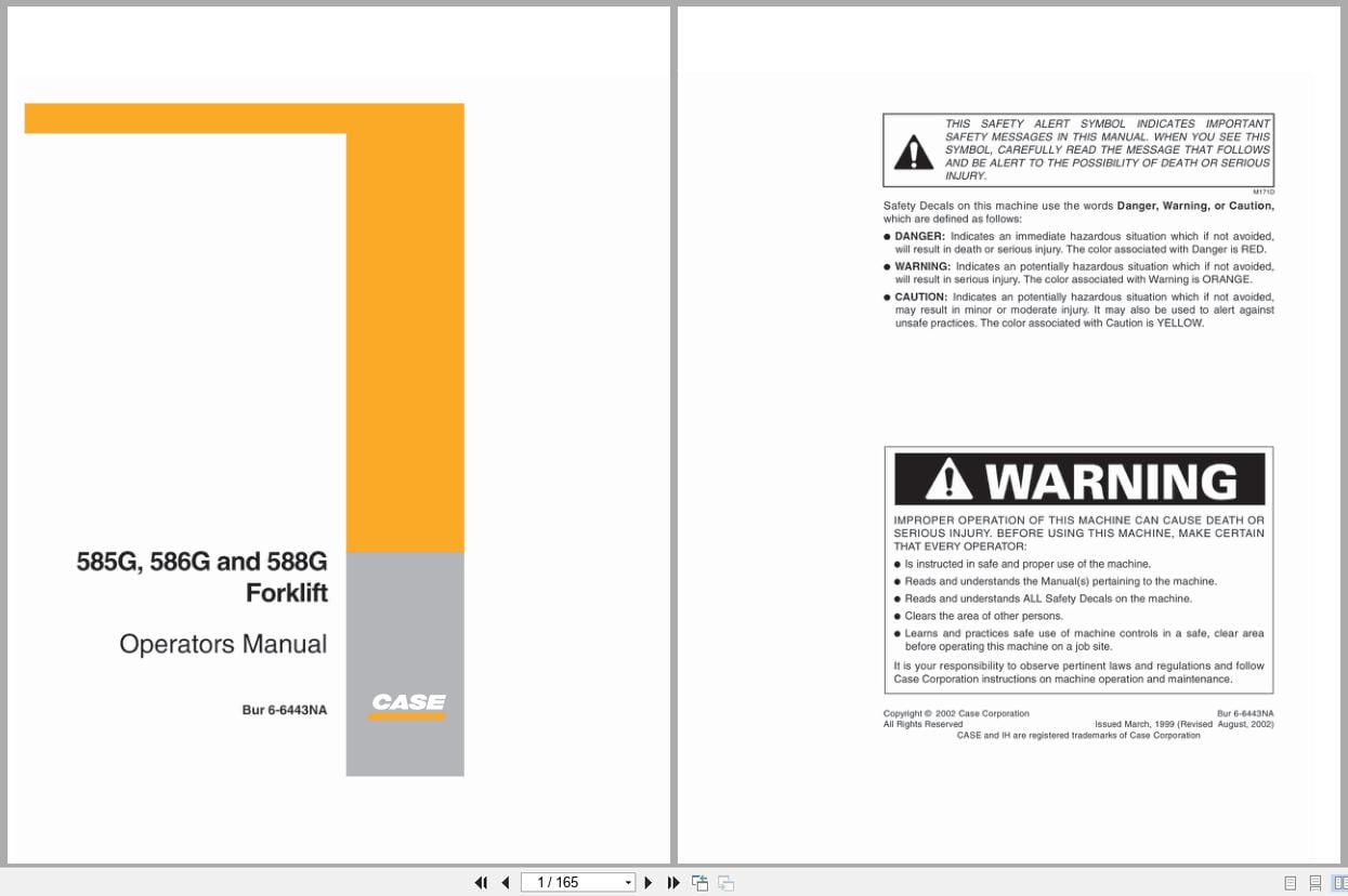 Case Forklift 585G 586G 588G Operators Manual 6 6443NA (1)