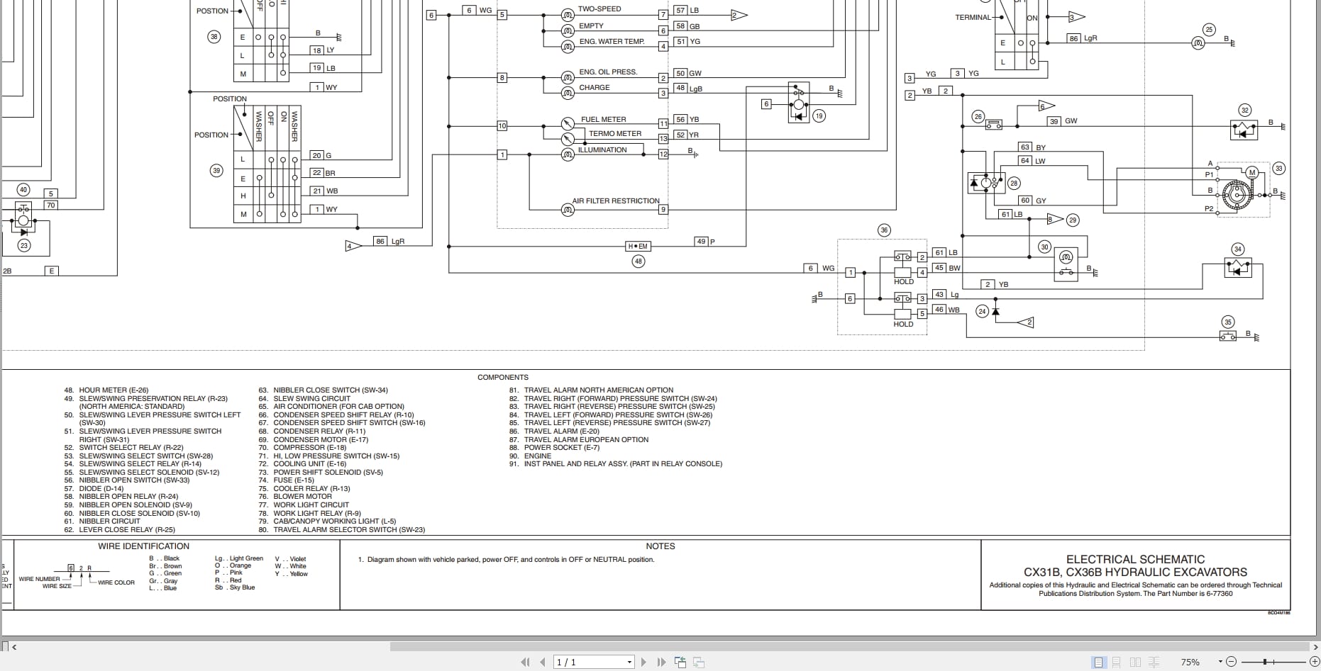 Case Hydraulic Excavator CX31B CX36B Hydraulic Electrical Schematic 6 77360 (1)