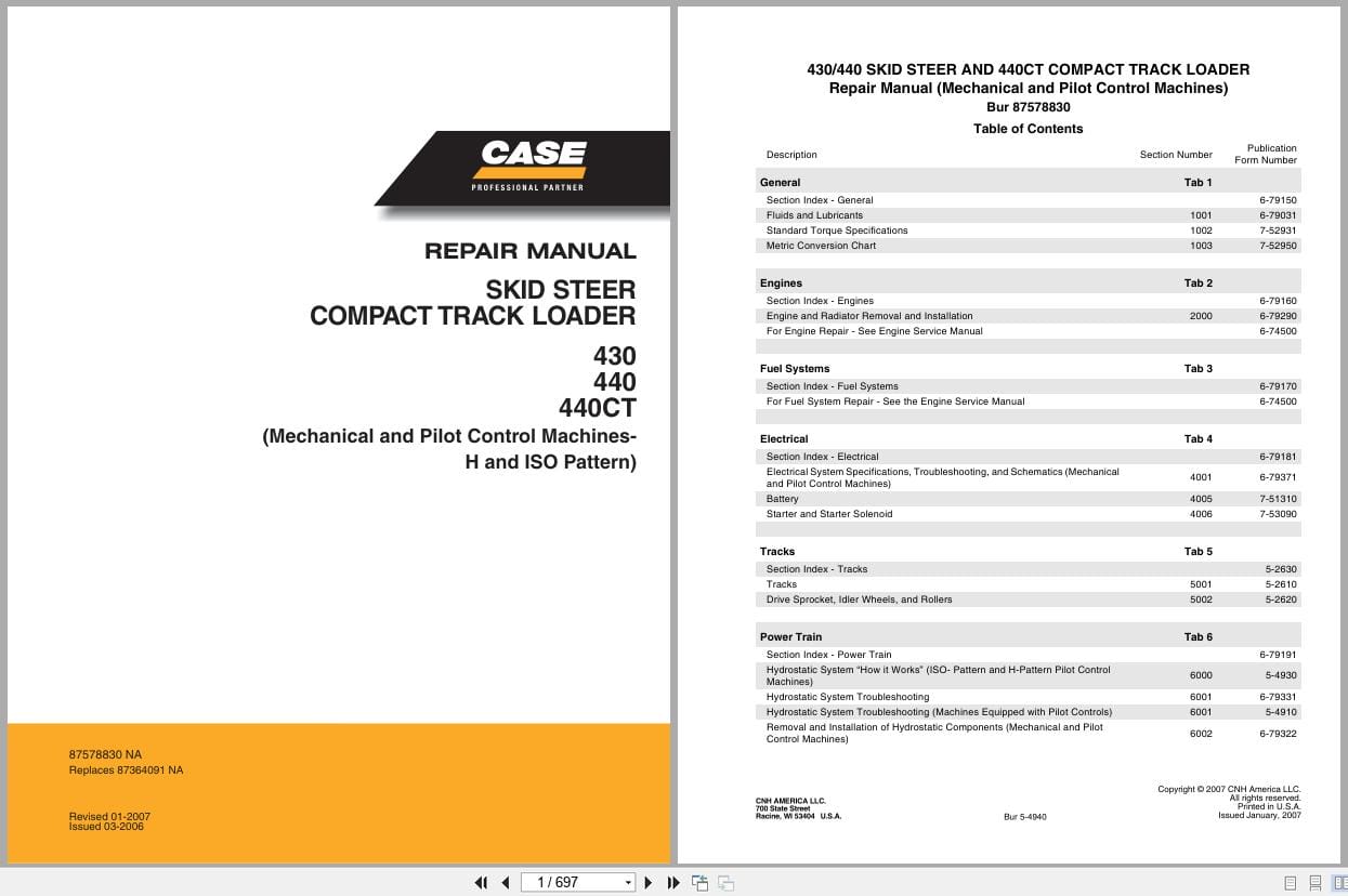Case Loader 430 440 440CT Repair Manual 87578830NA (1)
