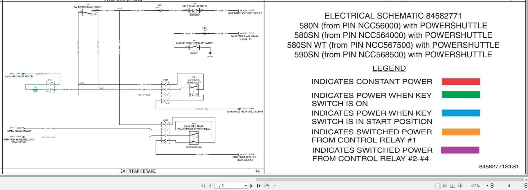 Case Loader 580N 580SN 580SNWT 590SN Electrical Schematic 84582771 (1)