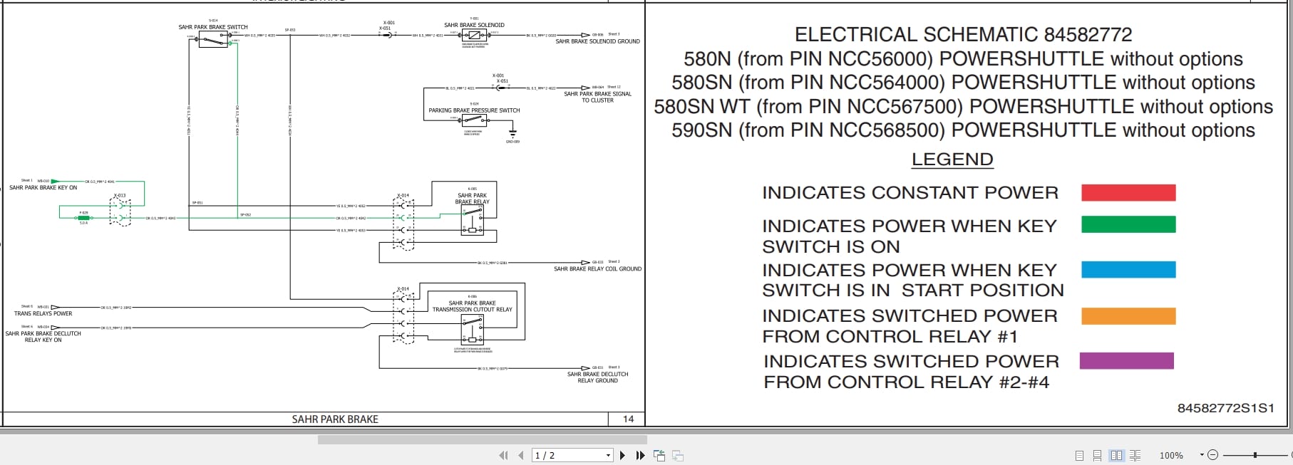 Case Loader 580N 580SN 580SNWT 590SN Electrical Schematic 84582772 (1)