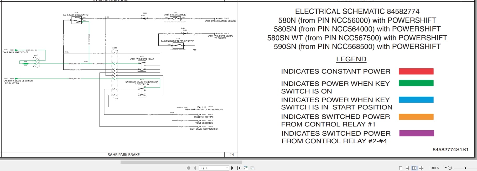 Case Loader 580N 580SN 580SNWT 590SN Electrical Schematic 84582774 (1)