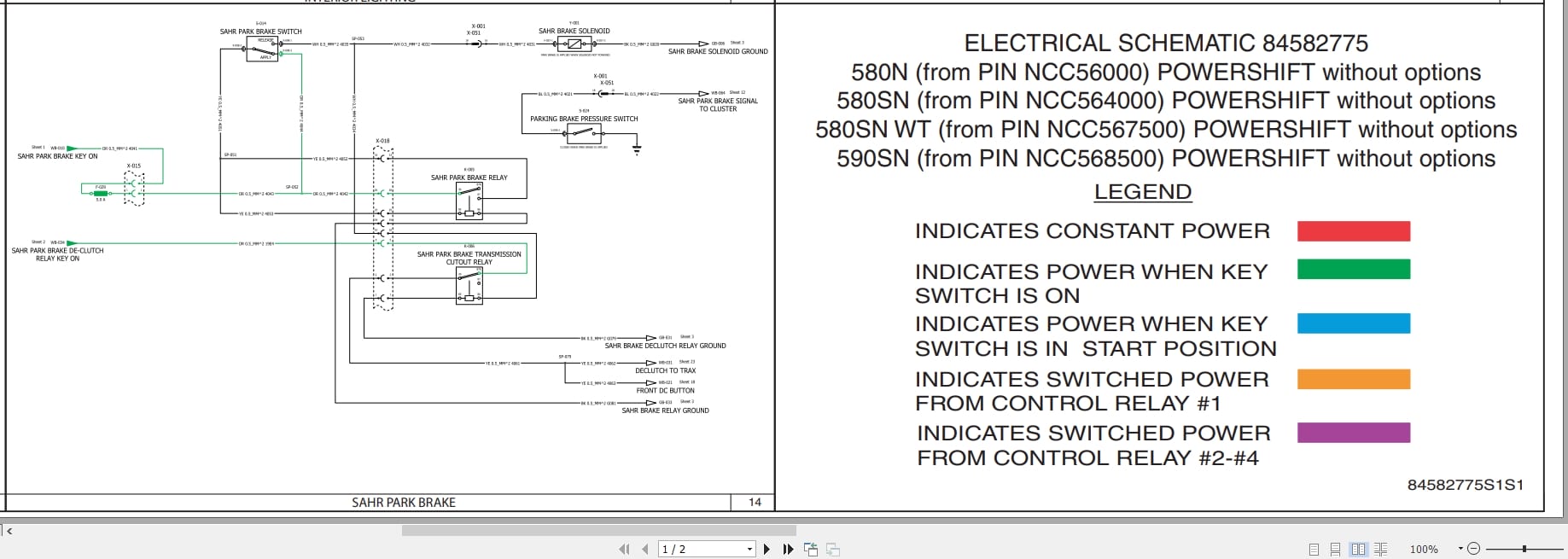 Case Loader 580N 580SN 580SNWT 590SN Electrical Schematic 84582775 (1)