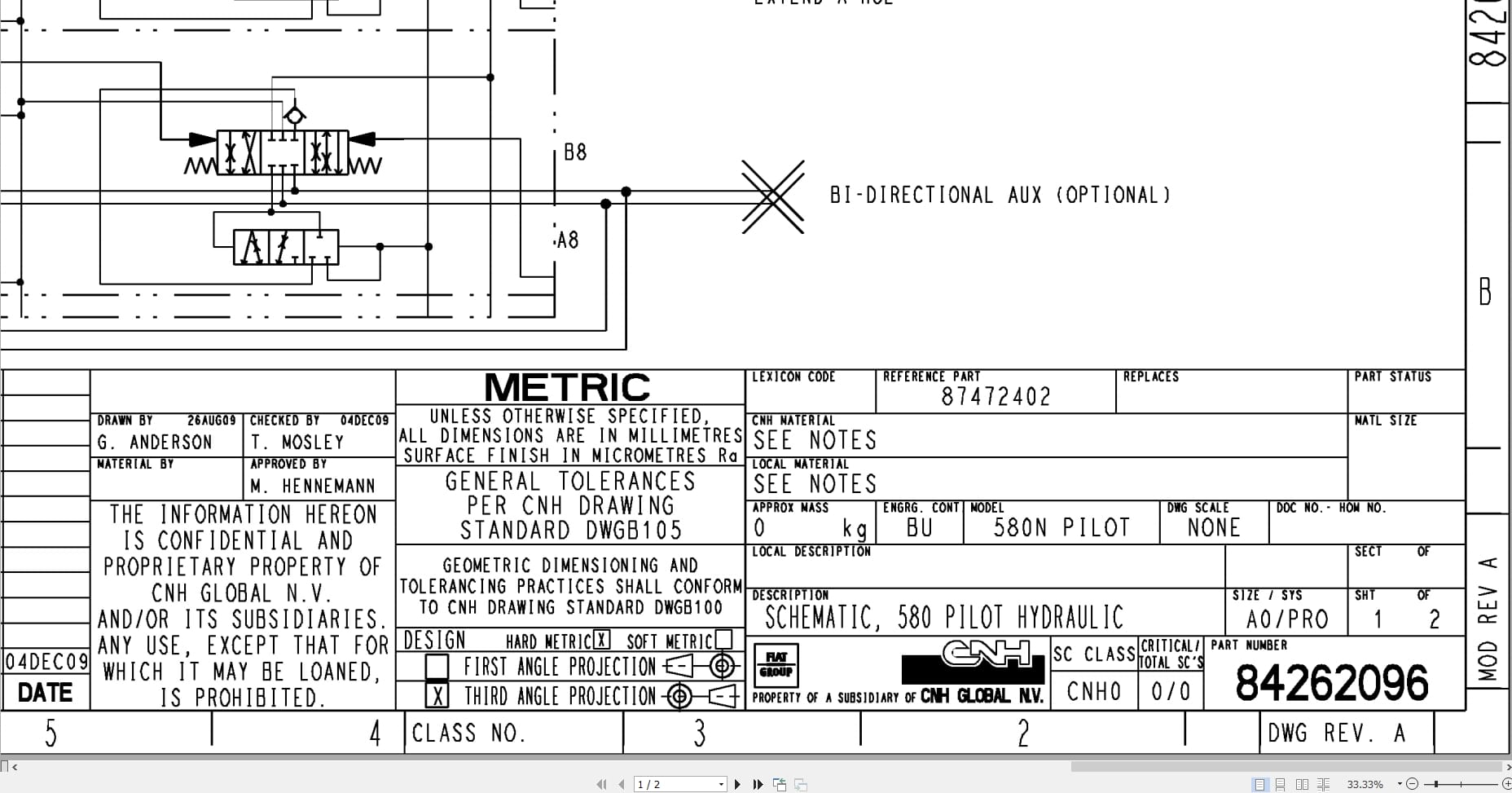 Case Loader 580N Hydraulic Schematic 87472402 (1)