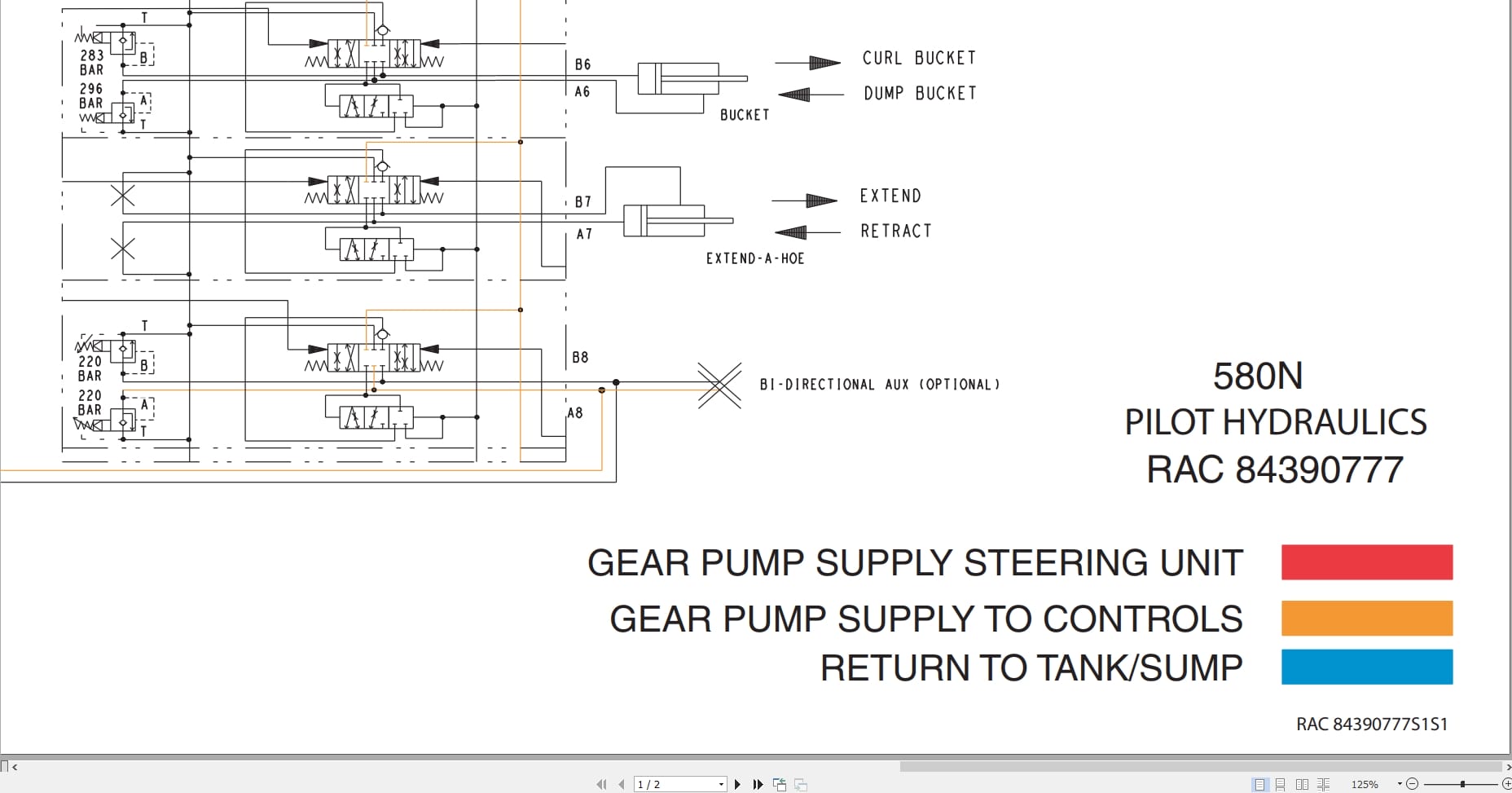 Case Loader 580N Hydraulic Schematic RAC84390777 (1)