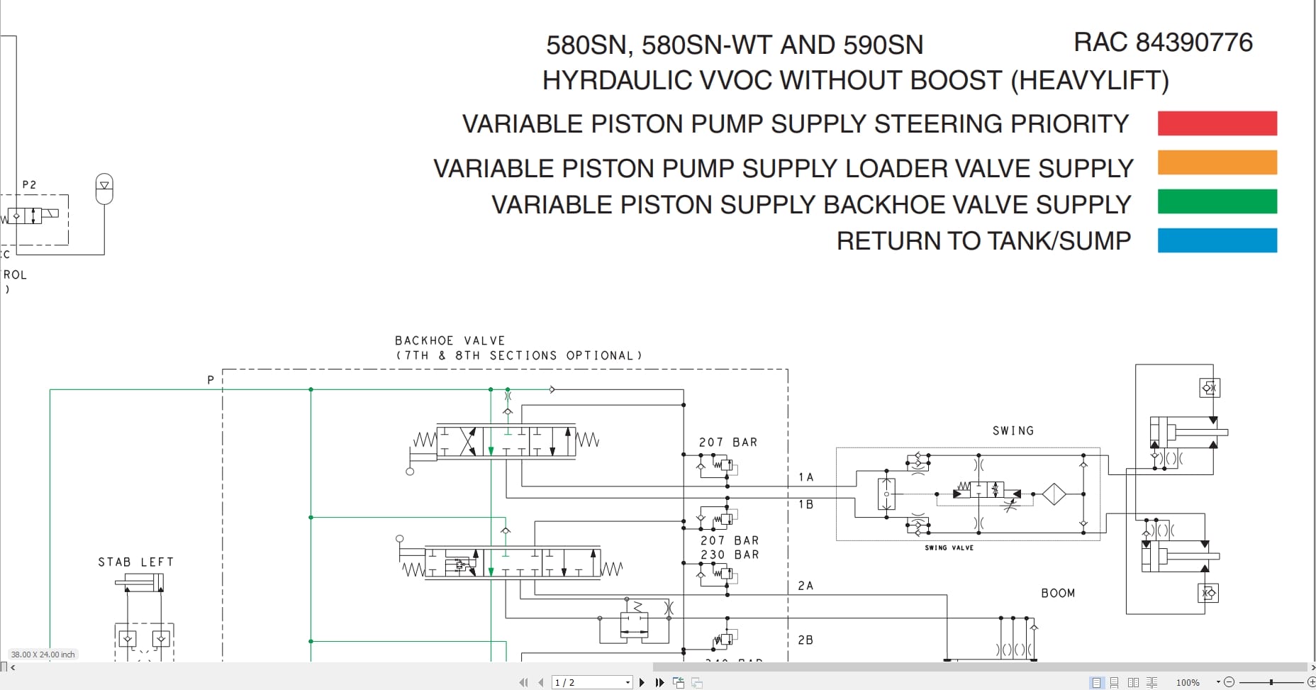 Case Loader 580SN 580SN WT 590SN Hydraulic Schematic RAC84390776 (1)