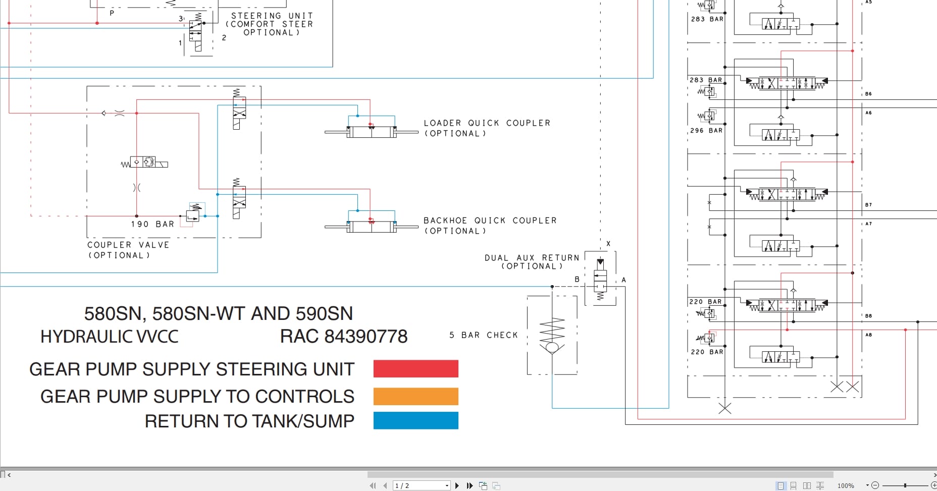 Case Loader 580SN 580SN WT 590SN Hydraulic Schematic RAC84390778 (1)
