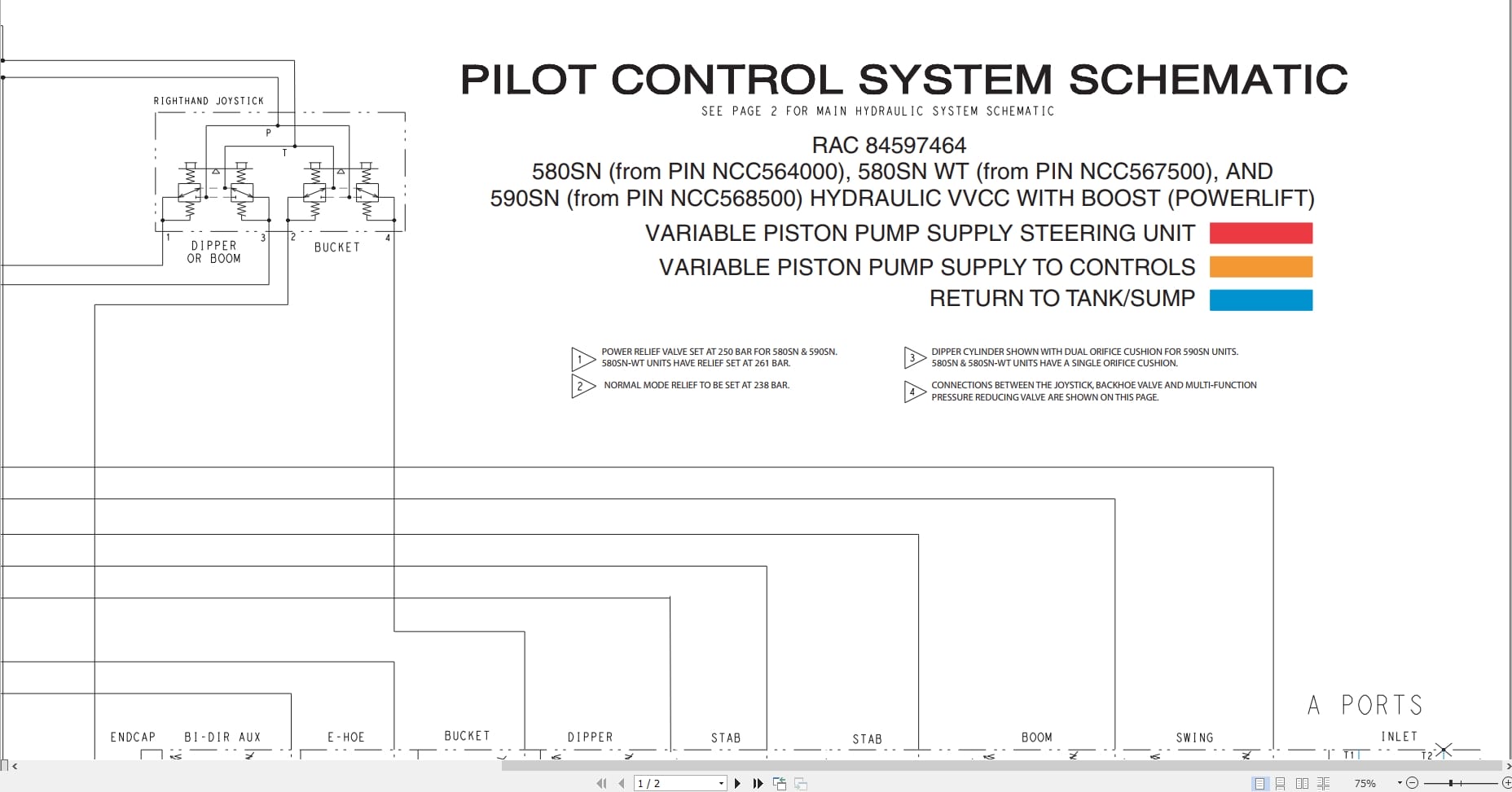 Case Loader 580SN 580SNWT 590SN Hydraulic Schematic RAC84597464 (1)