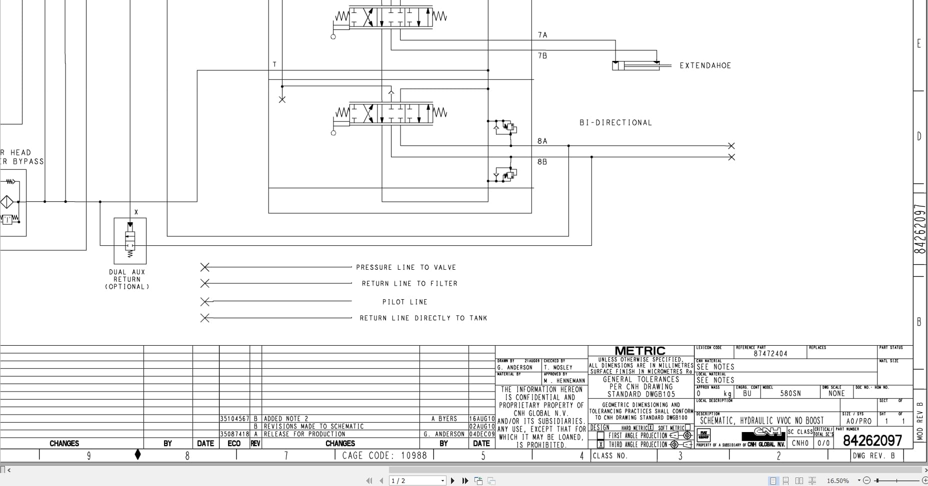 Case Loader 580SN Hydraulic Schematic 87472406 (1)