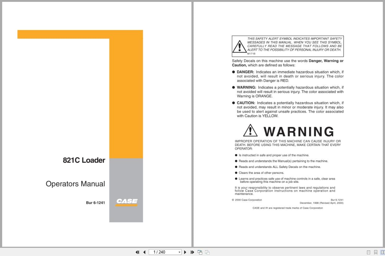 Case Loader 821C Operators Manual 6 1241 (1)