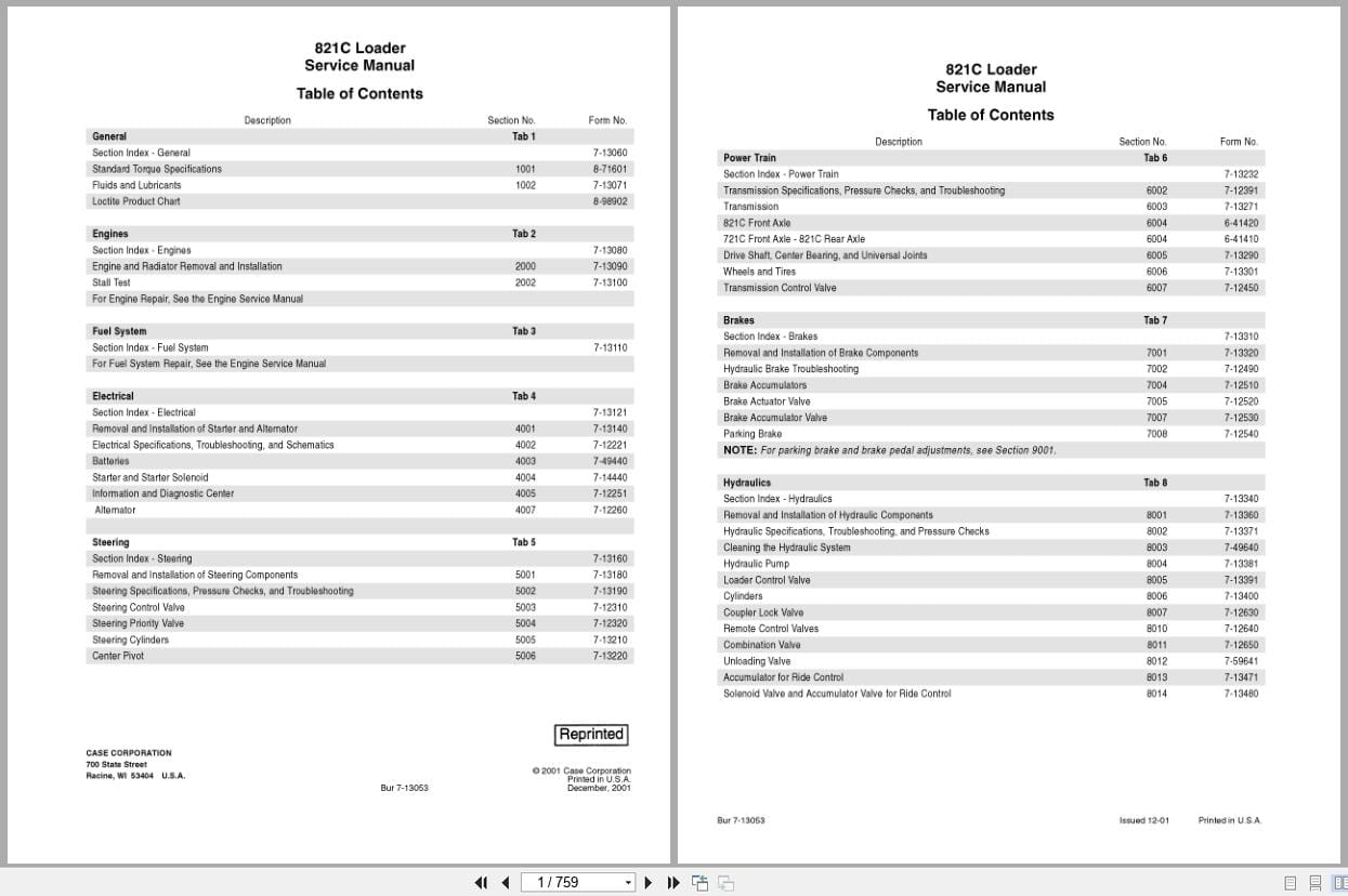 Case Loader 821C Service Manual 7 13053 (1)
