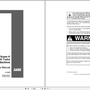 Case Loader Backhoe 580 Super K 580SK Turbo Operators Manual 9 18423 (1)