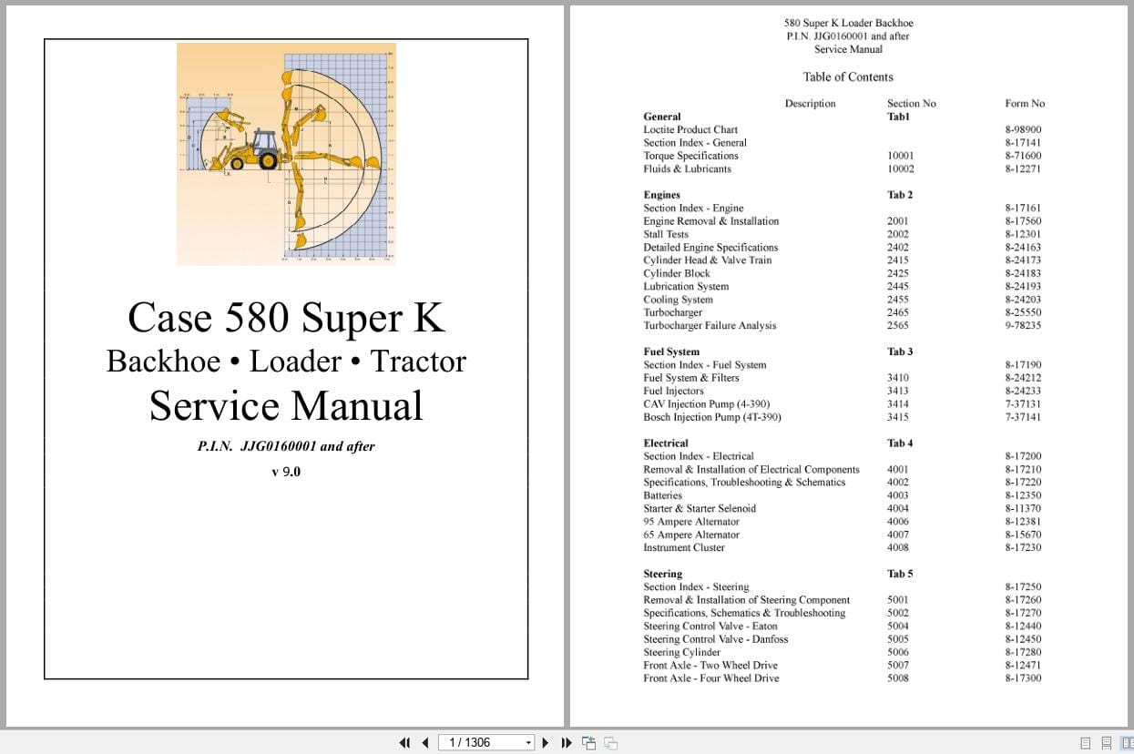 Case Loader Backhoe 580 Super K Service Manual 8 16230 (1)