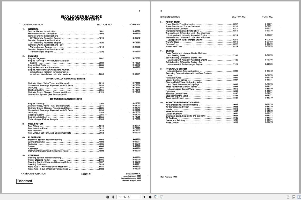 Case Loader Backhoe 580D Service Manual 9 69271 R1 (1)
