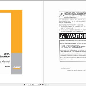 Case Loader Backhoe 580K Operators Manual 9 11593 (1)