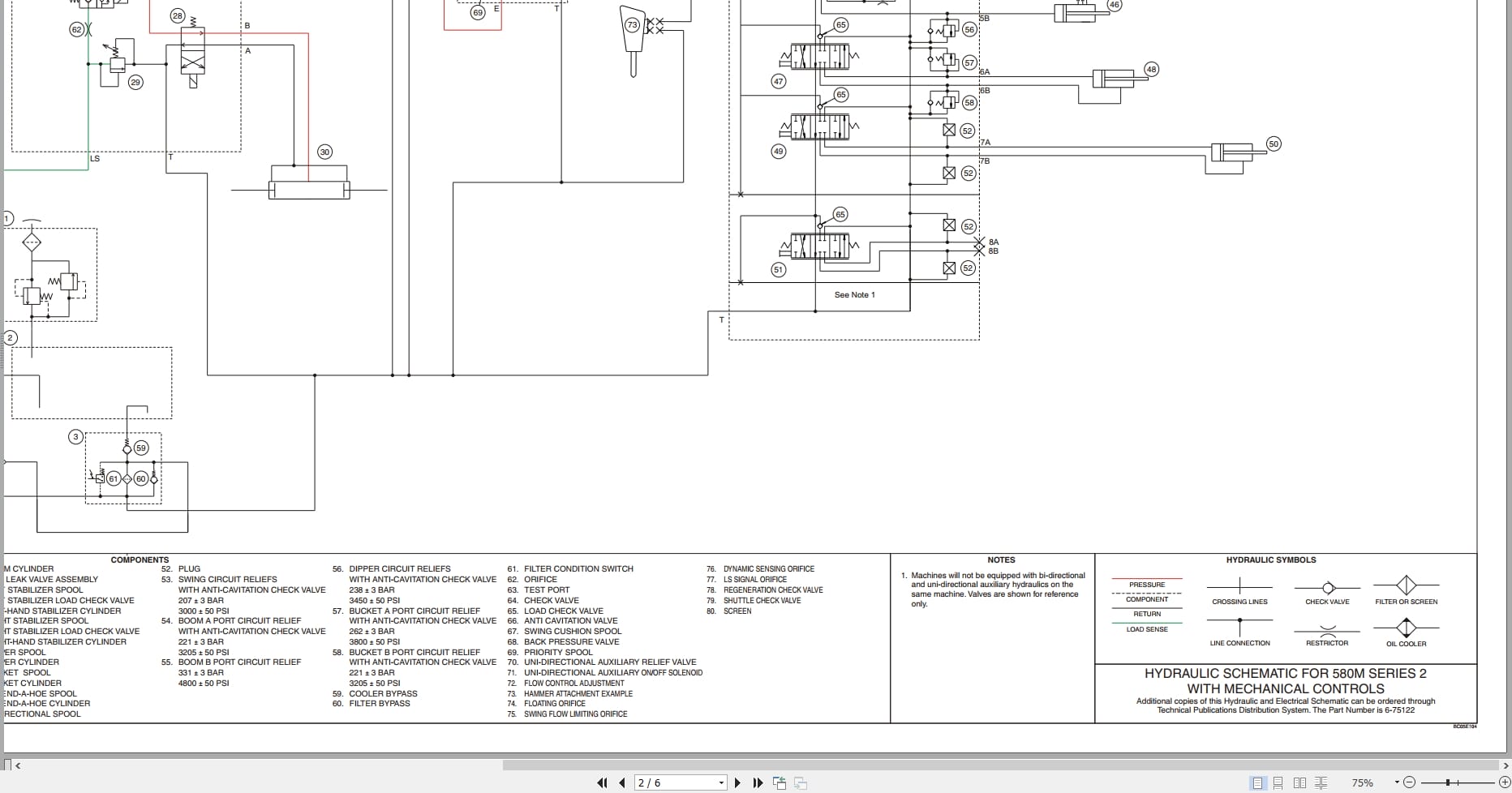 Case Loader Backhoe 580M to 590SM Hydraulic Electrical Schematic 6 75122 (2)