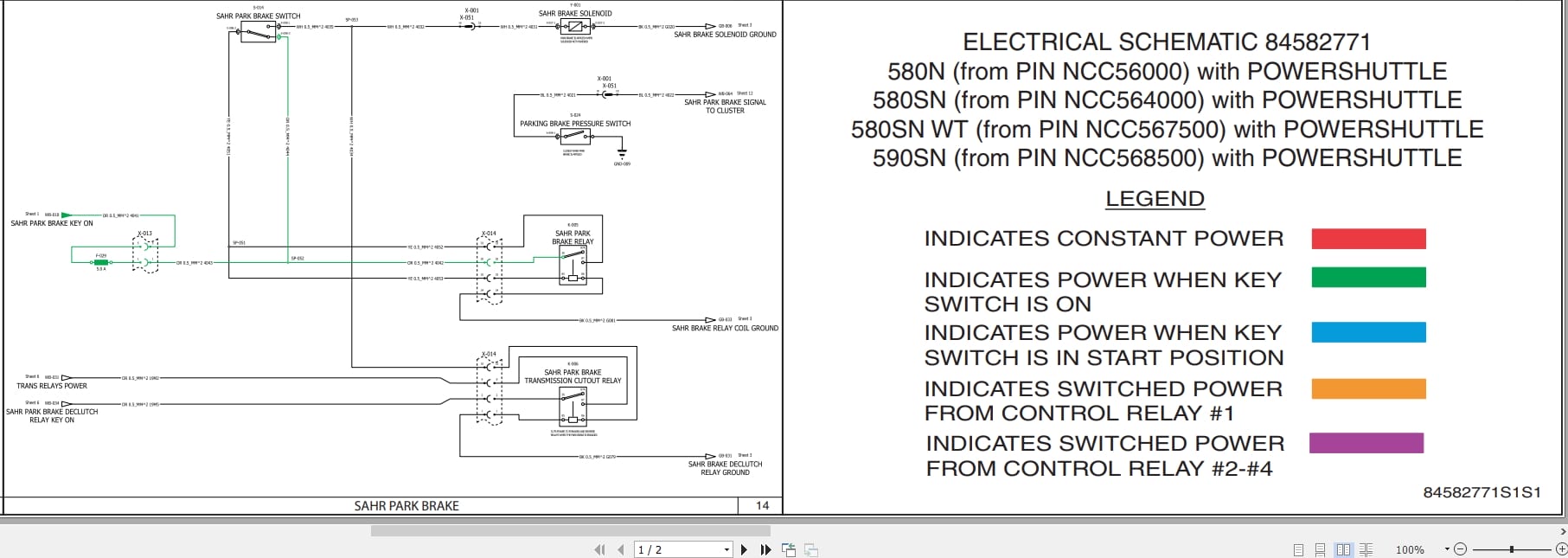Case Loader Backhoe 580N 580SN 580SNWT 590SN Electrical Schematic 84582771 (1)