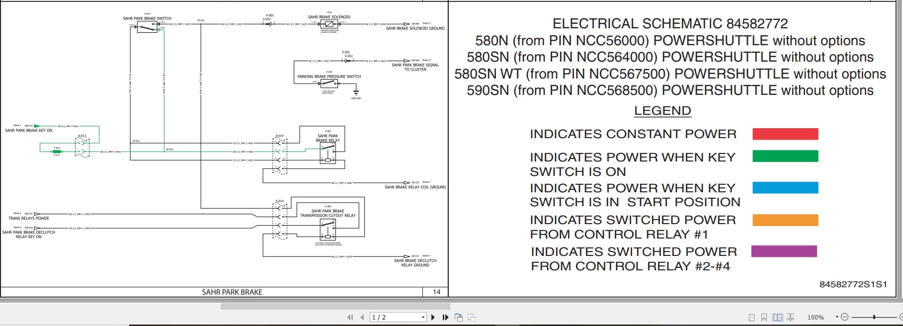 Case Loader Backhoe 580N 580SN 580SNWT 590SN Electrical Schematic 84582772 (1)