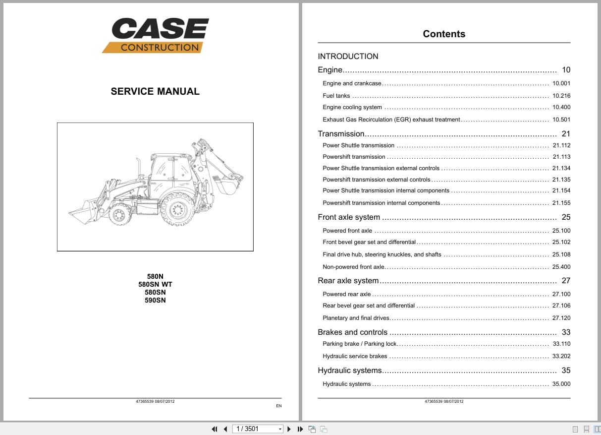 Case Loader Backhoe 580N 580SN 580SNWT 590SN Service Manual 47365539 2012 (1)