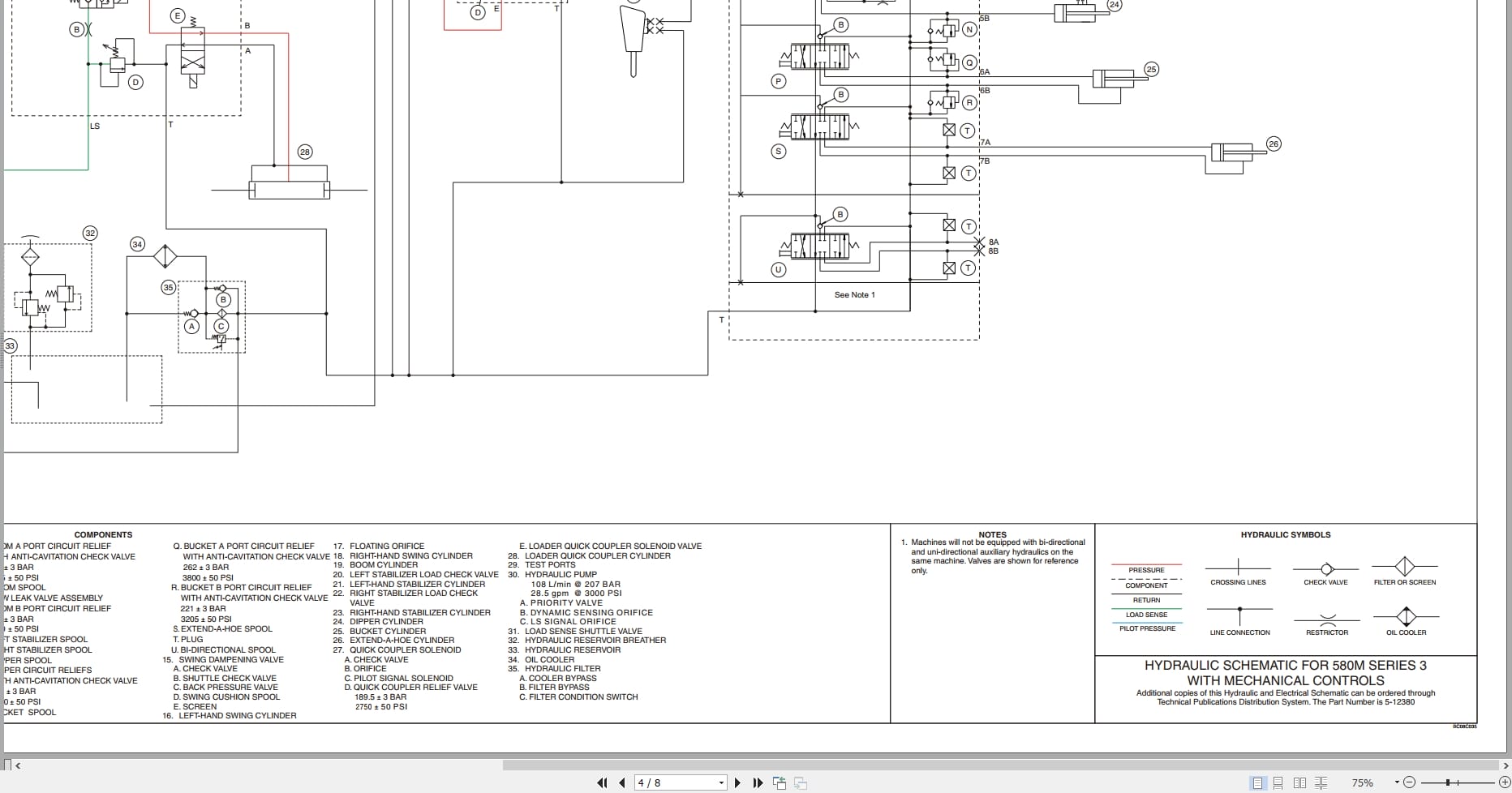 Case Loader Backhoe 580SM to 590SM+ Series 3 Hydraulic Electrical Schematic 5 12380 (2)