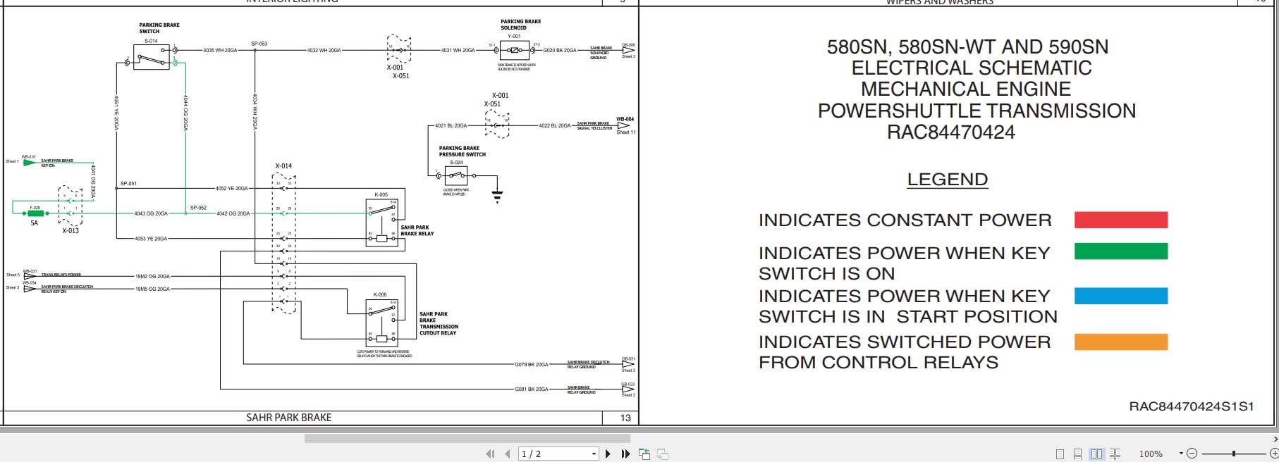 Case Loader Backhoe 580SN 580SN WT 590SN Electrical Schematic RAC84470424 (1)