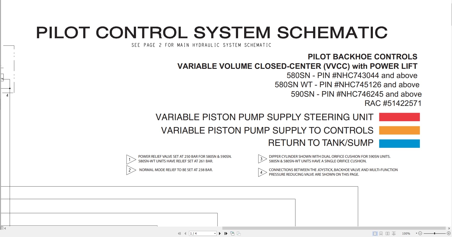 Case Loader Backhoe 580SN 580SNWT 590SN Hydraulic Schematic RAC51422571 (1)