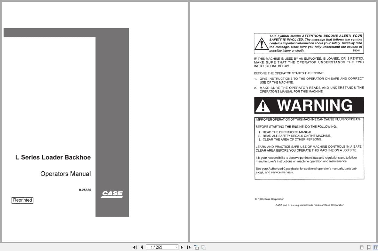 Case Loader Backhoe L Series Operators Manual 9 25886 (1)