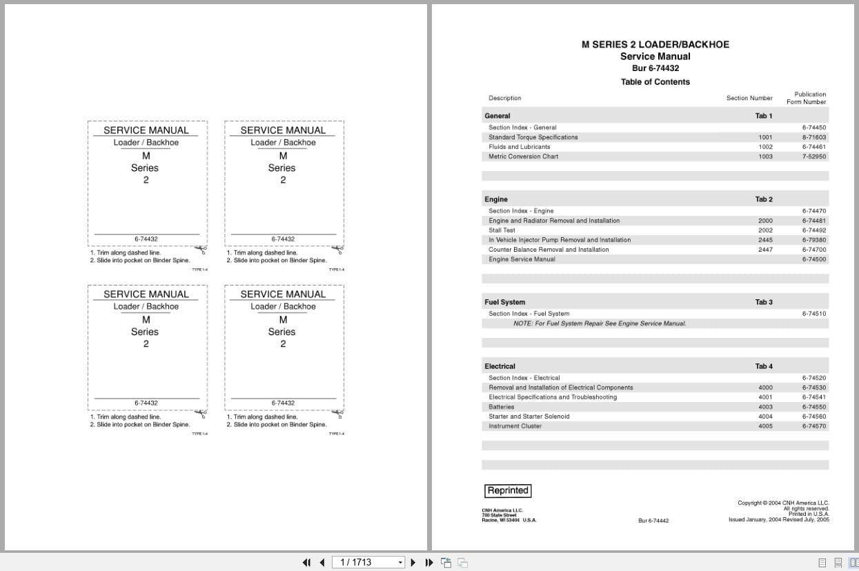 Case Loader Backhoe M Series 2 Service Manual 6 74432 (1)